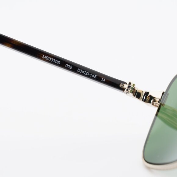 Montblanc MB0339S 002 Sunglasses Havana/Gold Square Frame, Green Lenses main image 4